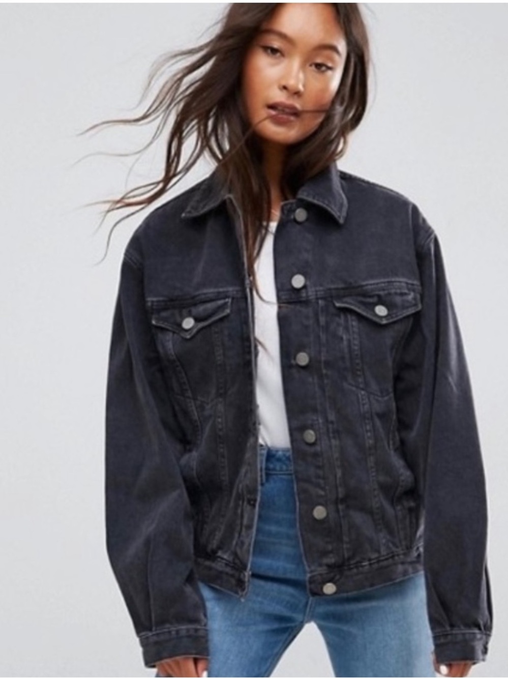 ASOS Denim Jean Black Girlfriend Jacket Size M